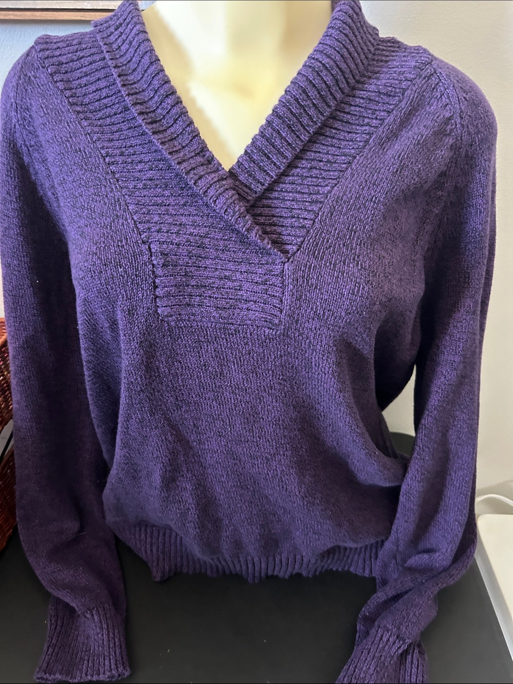 Women's Deep Purple V-Neck Sweater